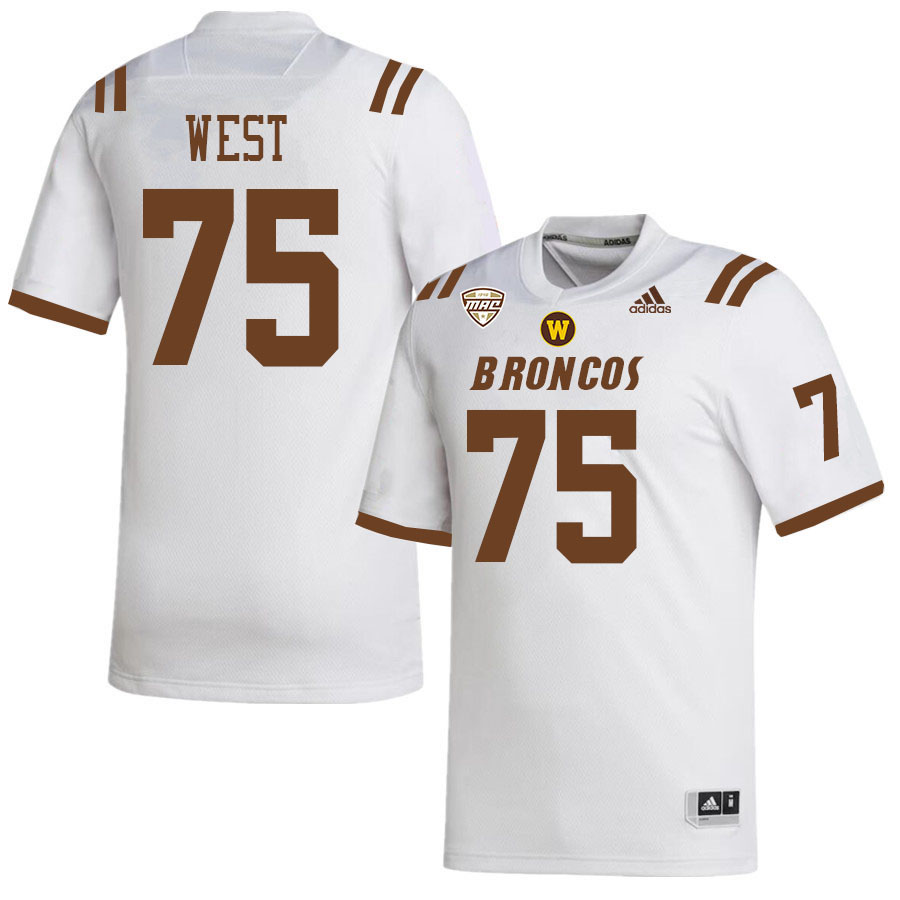 #75 Addison West Western Michigan Broncos College Football Jerseys Stitched-White